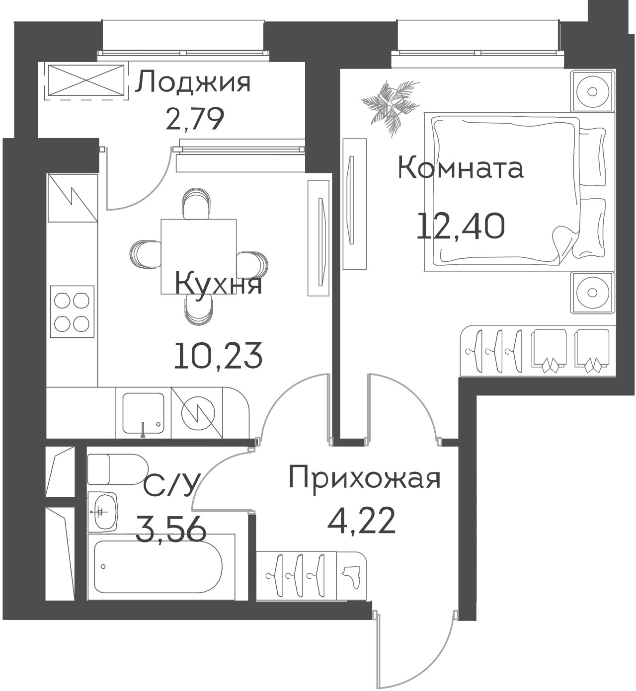 1-комнатная квартира в ЖК Аквилон BESIDE